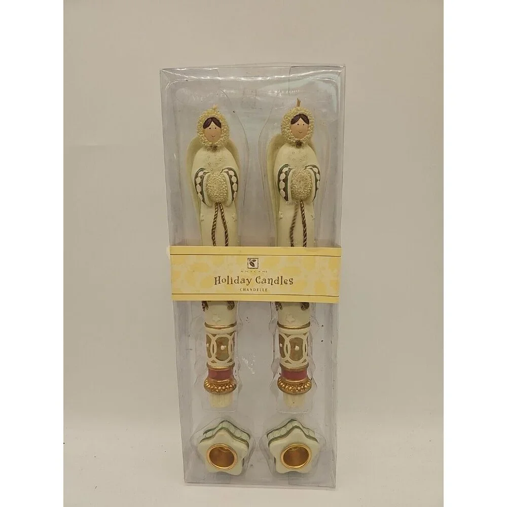 VTG AMSCAN HOLIDAY ANGEL CANDLE‎ SET OF 2 10